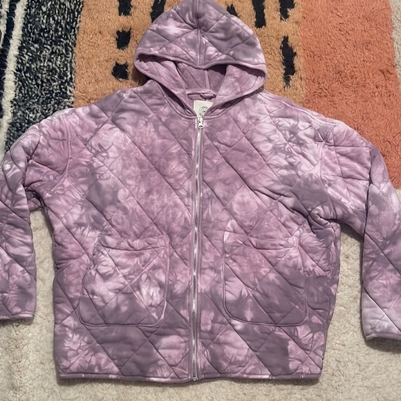 UO Freja Quilted Hooded Zip Up Jacket Purple Small - Picture 3 of 8